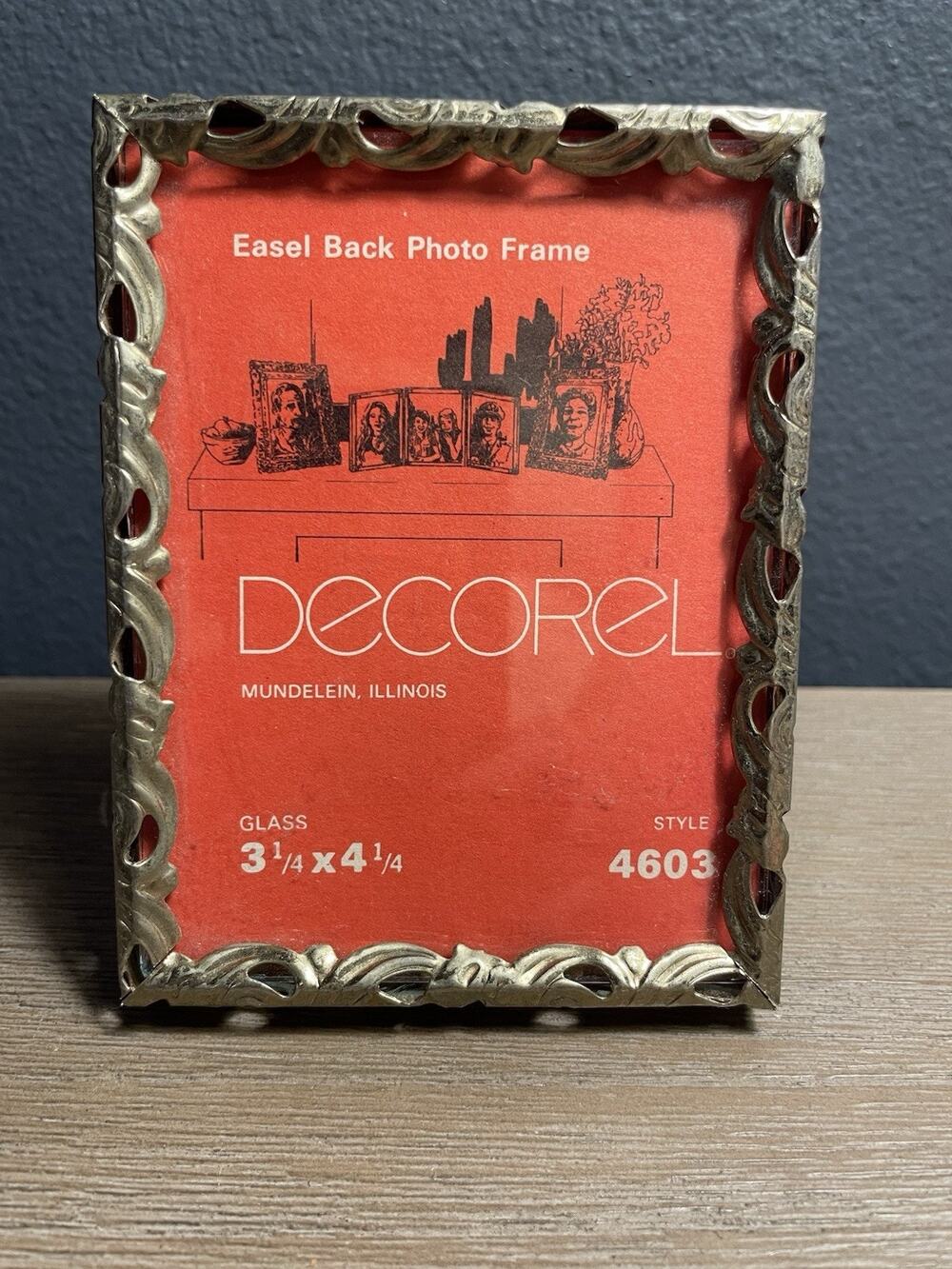 Vintage Decorel Gold Tone Ornate Photo Frame 3.25x4.25 Style 4603 Easel Back